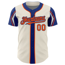 Laden Sie das Bild in den Galerie-Viewer, Custom Cream Orange-Royal 3 Colors Arm Shapes Authentic Baseball Jersey
