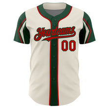 Laden Sie das Bild in den Galerie-Viewer, Custom Cream Red-Green 3 Colors Arm Shapes Authentic Baseball Jersey
