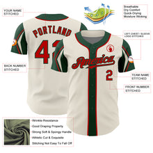 Load image into Gallery viewer, Custom Cream Red-Green 3 Colors Arm Shapes Authentic Baseball Jersey
