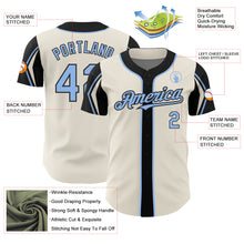 Laden Sie das Bild in den Galerie-Viewer, Custom Cream Light Blue-Black 3 Colors Arm Shapes Authentic Baseball Jersey
