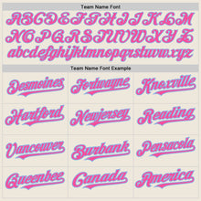Load image into Gallery viewer, Custom Cream Pink-Light Blue 3 Colors Arm Shapes Authentic Baseball Jersey
