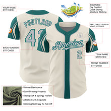 Load image into Gallery viewer, Custom Cream Gray-Teal 3 Colors Arm Shapes Authentic Baseball Jersey
