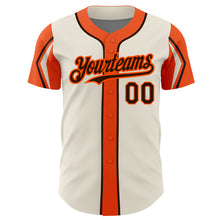 Laden Sie das Bild in den Galerie-Viewer, Custom Cream Brown-Orange 3 Colors Arm Shapes Authentic Baseball Jersey
