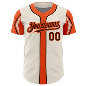 Custom Cream Brown-Orange 3 Colors Arm Shapes Authentic Baseball Jersey