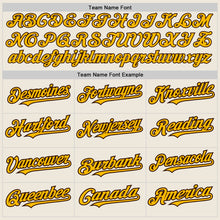 Load image into Gallery viewer, Custom Cream Gold-Brown 3 Colors Arm Shapes Authentic Baseball Jersey
