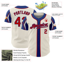 Load image into Gallery viewer, Custom Cream Red-Royal 3 Colors Arm Shapes Authentic Baseball Jersey
