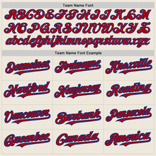 Load image into Gallery viewer, Custom Cream Red-Royal 3 Colors Arm Shapes Authentic Baseball Jersey
