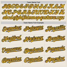Load image into Gallery viewer, Custom Cream Gold-Black 3 Colors Arm Shapes Authentic Baseball Jersey
