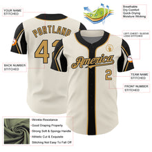 Load image into Gallery viewer, Custom Cream Old Gold-Black 3 Colors Arm Shapes Authentic Baseball Jersey

