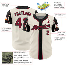 Load image into Gallery viewer, Custom Cream Crimson-Black 3 Colors Arm Shapes Authentic Baseball Jersey
