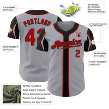 Load image into Gallery viewer, Custom Gray Red-Black 3 Colors Arm Shapes Authentic Baseball Jersey
