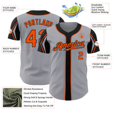 Load image into Gallery viewer, Custom Gray Orange-Black 3 Colors Arm Shapes Authentic Baseball Jersey
