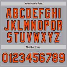 Load image into Gallery viewer, Custom Gray Orange-Black 3 Colors Arm Shapes Authentic Baseball Jersey
