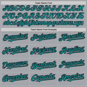 Custom Gray Teal-Black 3 Colors Arm Shapes Authentic Baseball Jersey