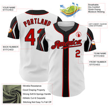 Load image into Gallery viewer, Custom White Red-Black 3 Colors Arm Shapes Authentic Baseball Jersey
