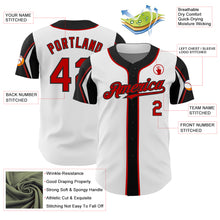 Laden Sie das Bild in den Galerie-Viewer, Custom White Red-Black 3 Colors Arm Shapes Authentic Baseball Jersey
