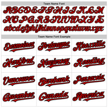 Load image into Gallery viewer, Custom White Red-Black 3 Colors Arm Shapes Authentic Baseball Jersey
