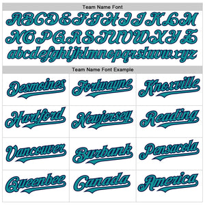 Custom White Teal-Navy 3 Colors Arm Shapes Authentic Baseball Jersey