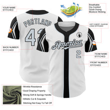 Laden Sie das Bild in den Galerie-Viewer, Custom White Silver-Black 3 Colors Arm Shapes Authentic Baseball Jersey
