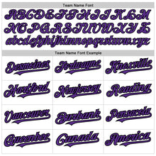 Laden Sie das Bild in den Galerie-Viewer, Custom White Purple-Black 3 Colors Arm Shapes Authentic Baseball Jersey
