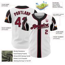 Load image into Gallery viewer, Custom White Crimson-Black 3 Colors Arm Shapes Authentic Baseball Jersey
