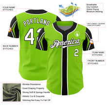 Laden Sie das Bild in den Galerie-Viewer, Custom Neon Green White-Black 3 Colors Arm Shapes Authentic Baseball Jersey

