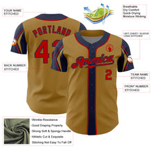 Load image into Gallery viewer, Custom Old Gold Red-Navy 3 Colors Arm Shapes Authentic Baseball Jersey
