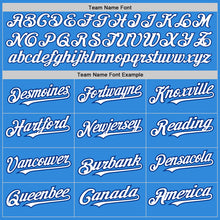 Load image into Gallery viewer, Custom Electric Blue White-Royal 3 Colors Arm Shapes Authentic Baseball Jersey
