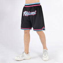 Load image into Gallery viewer, Custom Black Light Blue-Pink Authentic Throwback Basketball Shorts
