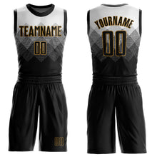 Laden Sie das Bild in den Galerie-Viewer, Custom White Black-Old Gold Round Neck Sublimation Basketball Suit Jersey
