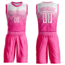 Load image into Gallery viewer, Custom Pink White Round Neck Sublimation Basketball Suit Jersey
