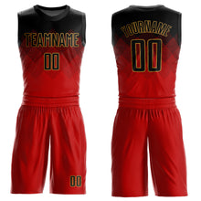 Load image into Gallery viewer, Custom Red Black-Old Gold Round Neck Sublimation Basketball Suit Jersey
