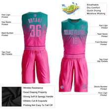 Laden Sie das Bild in den Galerie-Viewer, Custom Teal Pink Round Neck Sublimation Basketball Suit Jersey
