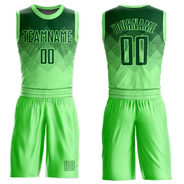Custom Pea Green Green Round Neck Sublimation Basketball Suit Jersey