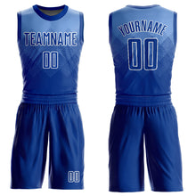 Load image into Gallery viewer, Custom Light Blue Royal-White Round Neck Sublimation Basketball Suit Jersey
