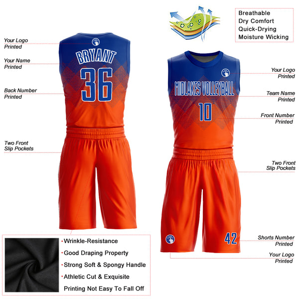 Custom Light Blue Orange-Royal Authentic Throwback Basketball Jersey  Discount