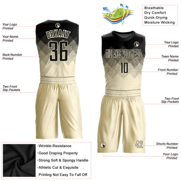 Cream Black Adults and Youth Custom Basketball Jerseys | YoungSpeeds Mens