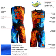 Load image into Gallery viewer, Custom Figure Red-Gold Flame Round Neck Sublimation Basketball Suit Jersey
