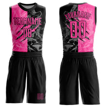 Laden Sie das Bild in den Galerie-Viewer, Custom Graffiti Pattern Pink-Black Scratch Round Neck Sublimation Basketball Suit Jersey

