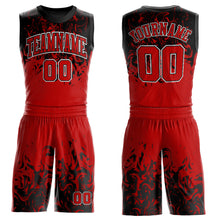Laden Sie das Bild in den Galerie-Viewer, Custom Red Black-White Round Neck Sublimation Basketball Suit Jersey
