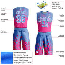 Load image into Gallery viewer, Custom Light Blue Pink-White Round Neck Sublimation Basketball Suit Jersey
