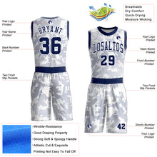 Laden Sie das Bild in den Galerie-Viewer, Custom White Navy Round Neck Sublimation Basketball Suit Jersey
