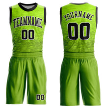 Laden Sie das Bild in den Galerie-Viewer, Custom Neon Green Black-White Round Neck Sublimation Basketball Suit Jersey
