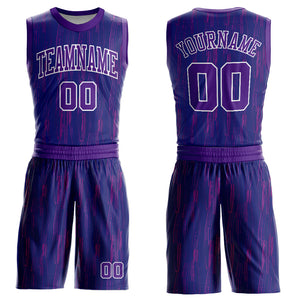 Custom Purple White Round Neck Sublimation Basketball Suit Jersey