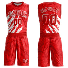 Load image into Gallery viewer, Custom Red White Round Neck Sublimation Basketball Suit Jersey
