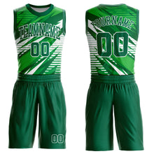 Load image into Gallery viewer, Custom Kelly Green White Round Neck Sublimation Basketball Suit Jersey
