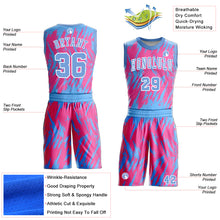 Load image into Gallery viewer, Custom Pink Light Blue-White Round Neck Sublimation Basketball Suit Jersey
