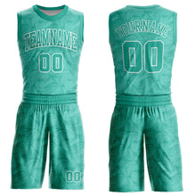 Load image into Gallery viewer, Custom Aqua White Round Neck Sublimation Basketball Suit Jersey
