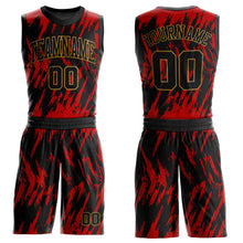 Laden Sie das Bild in den Galerie-Viewer, Custom Red Black-Old Gold Round Neck Sublimation Basketball Suit Jersey
