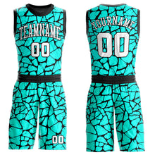 Load image into Gallery viewer, Custom Aqua White-Black Round Neck Sublimation Basketball Suit Jersey

